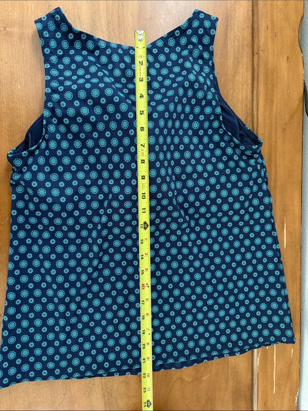 Lands' End NWT Navy Tankini with Teal Dot Medallion Print Size 18